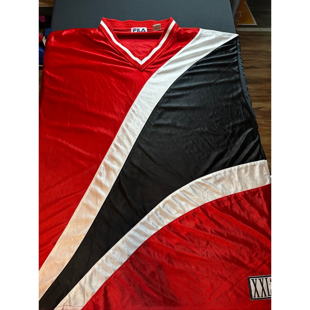 Vintage Fila Authentic Apparel Jersey Red Black White Colorblock XXL RN 91175
